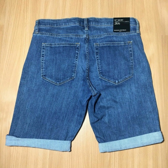 Banana Republic Denim Bermuda Shorts 10" Med Wash - Picture 2 of 5